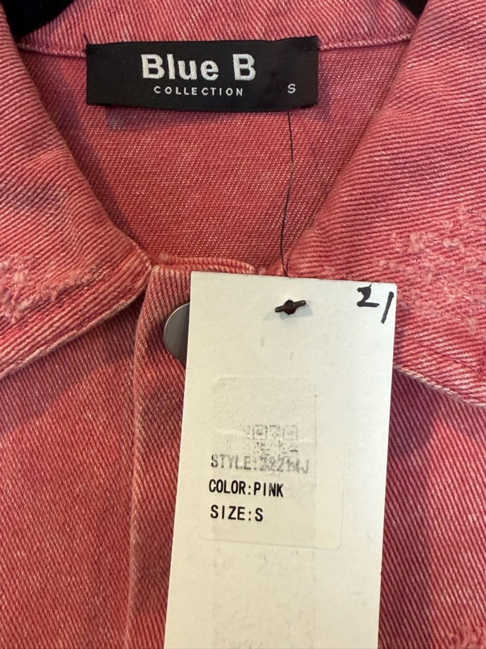 Blue B Women's Distressed Studded Rose Jean Jacket - Picture 7 of 7